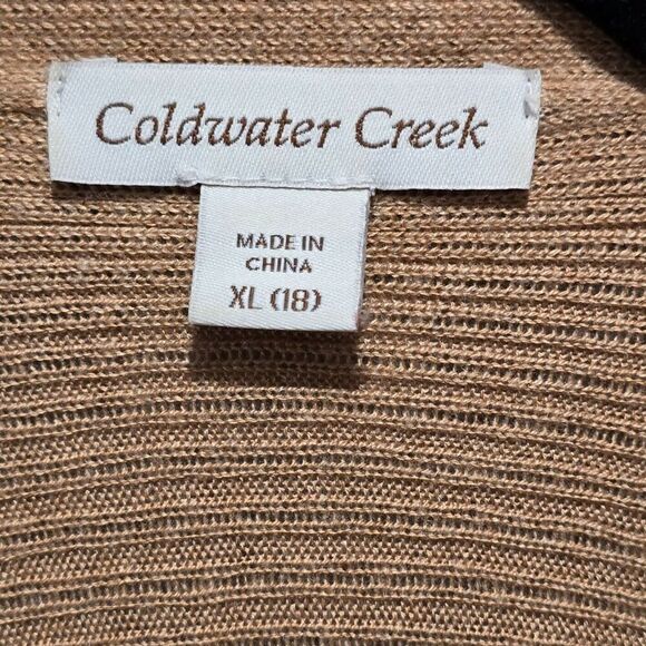 Coldwater Creek Caramel Brown Cardigan Open Front Sweater XL 18 Asymmetrical - Picture 5 of 6